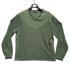 RHONE‎ The Turn Golf V Neck Sweater Mens XL Jungle Green Textured Knit